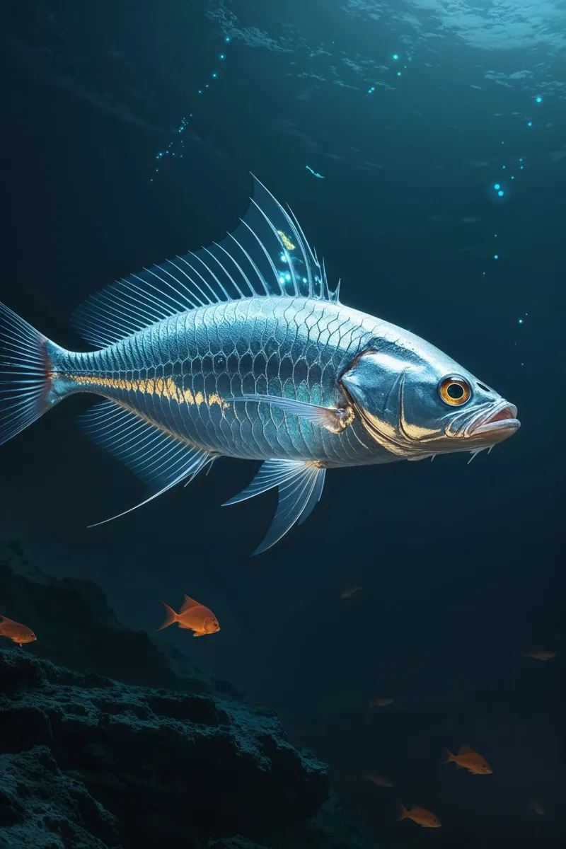 Silver Hatchetfish Illuminated by Bioluminescent Light carta hahnemühle da AlbertKlee