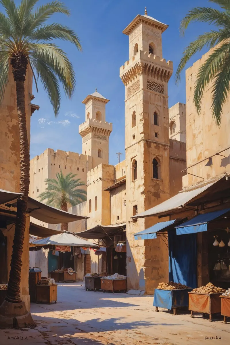 Golden Hues of Al Fahidi poster con telaio in plastica da AlbertKlee