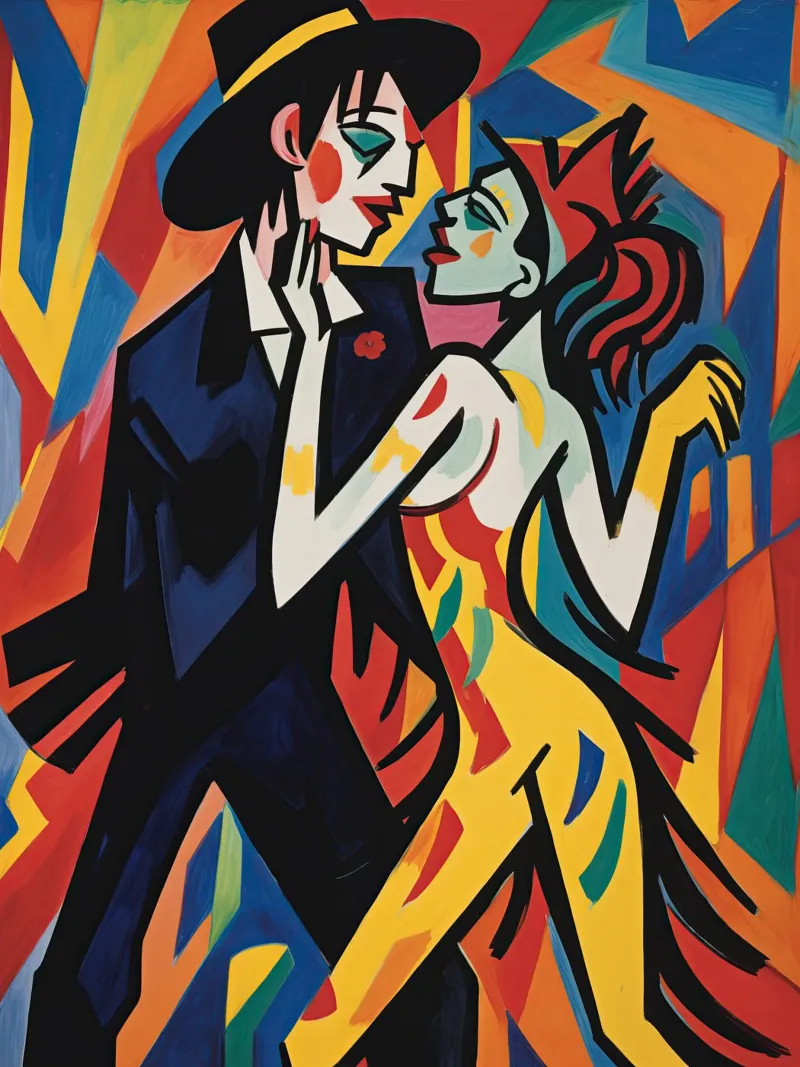 Expressionistisch Carnaval | Canvas Schilderij canvas met Baklijst van Autofocus