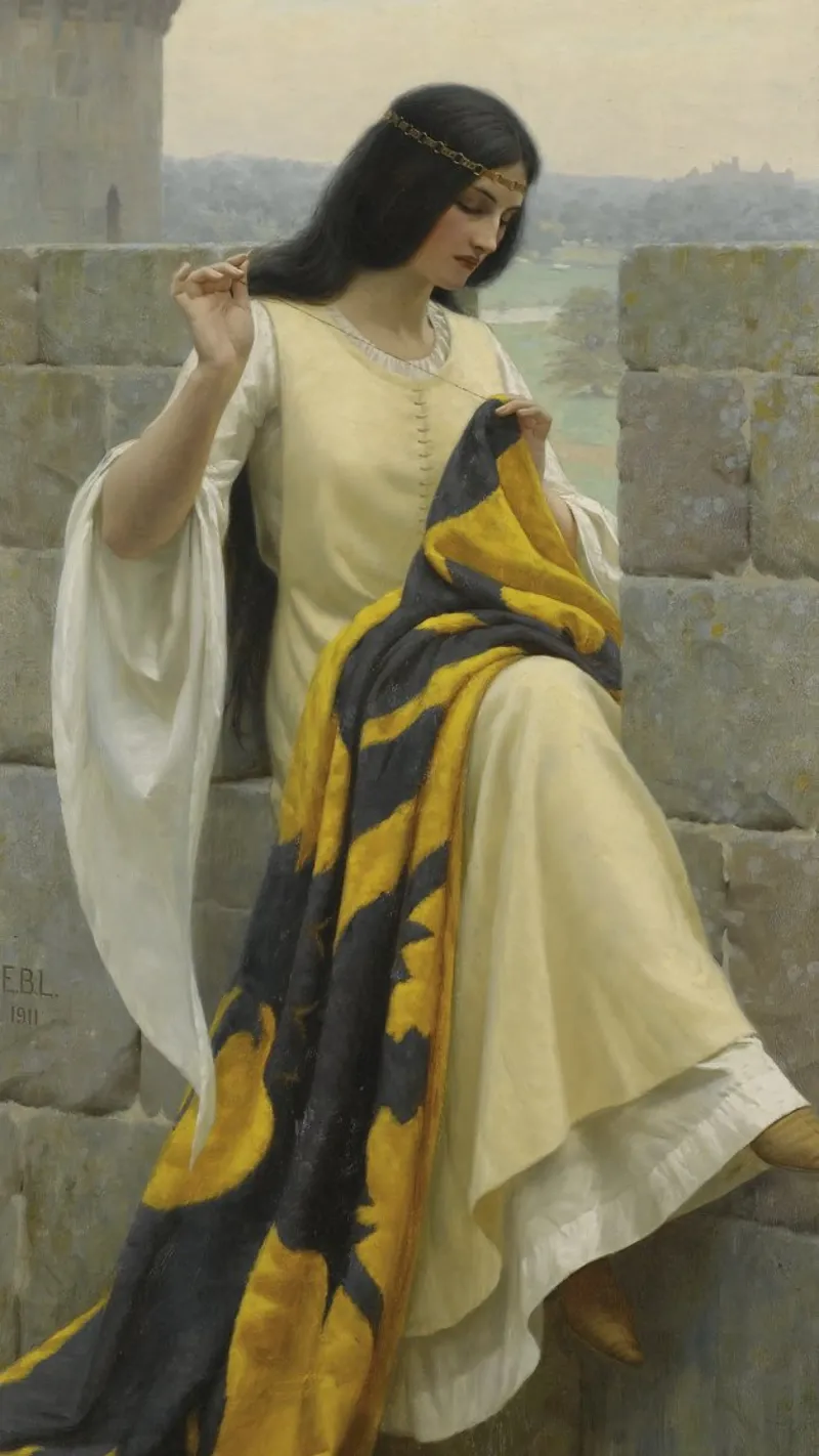 Edmund Blair Leighton - Cucitura dello standard carta hahnemühle da Timeless Artworks