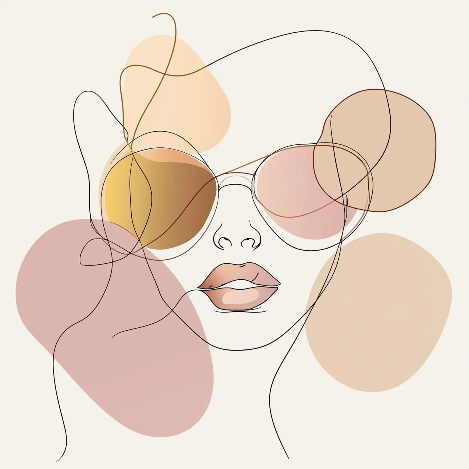 Tinted sunglasses- Playful Abstract Face Line Art Print poster da Synthaira