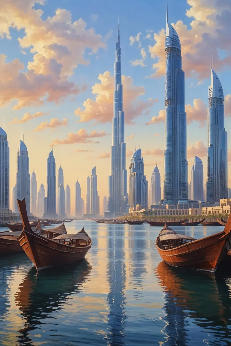 Golden Reflection of Dubai’s Skyline poster da AlbertKlee