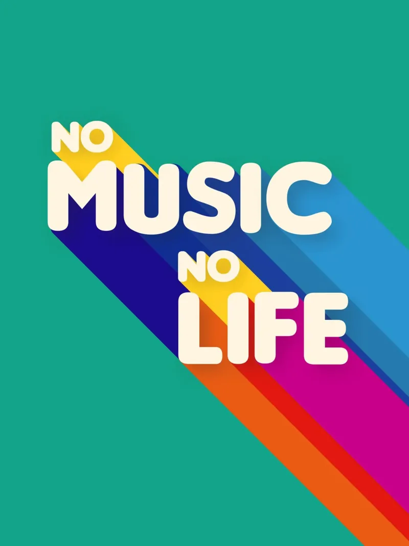No Music No Life - Retro Typography with Rainbow Stripes pellicola backlit da showmemars