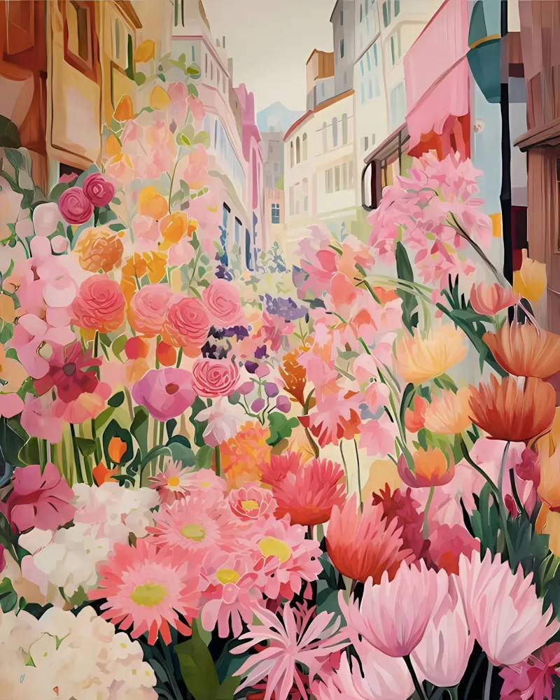 Marché aux fleurs, affiche florale, impression abstraite, art moderne poster de Boheme