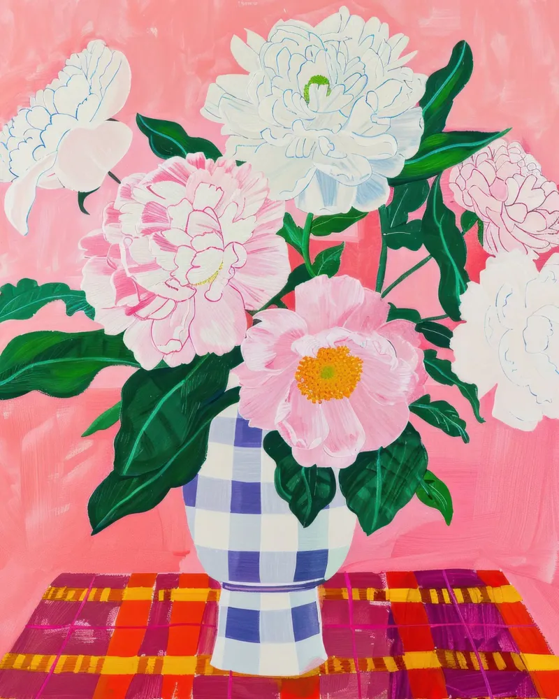 Abstracte Bloemen Poster, Pioenroos Print Moderne Abstracte Kunst canvas van Boheme