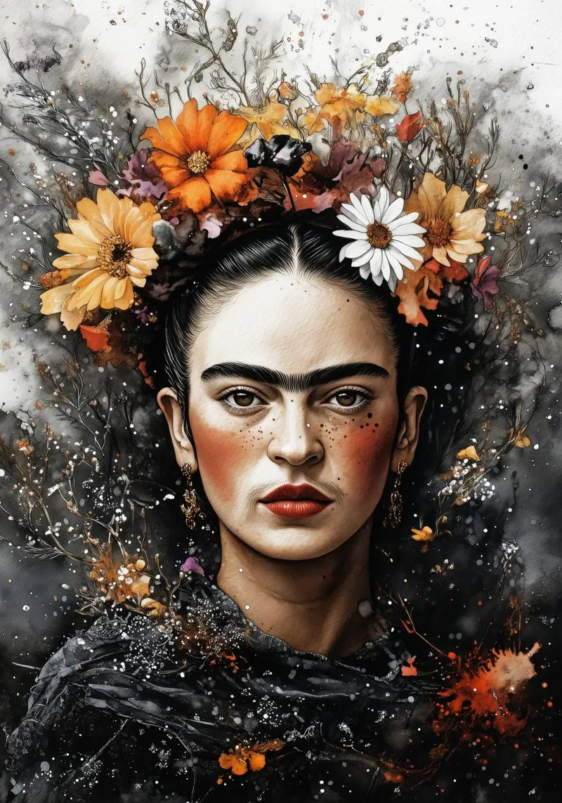 Frida portrait alu-dibond by Justyna Jaszke JBJart