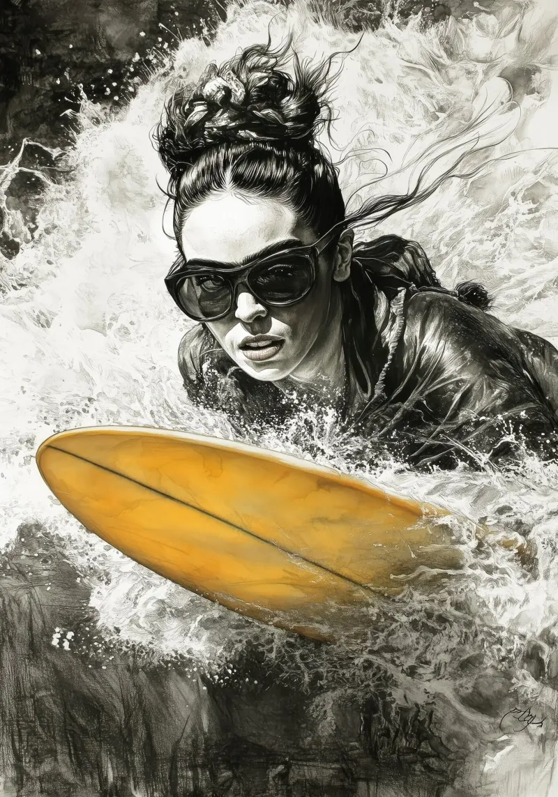 Ragazza che fa surf poster da Justyna Jaszke JBJart
