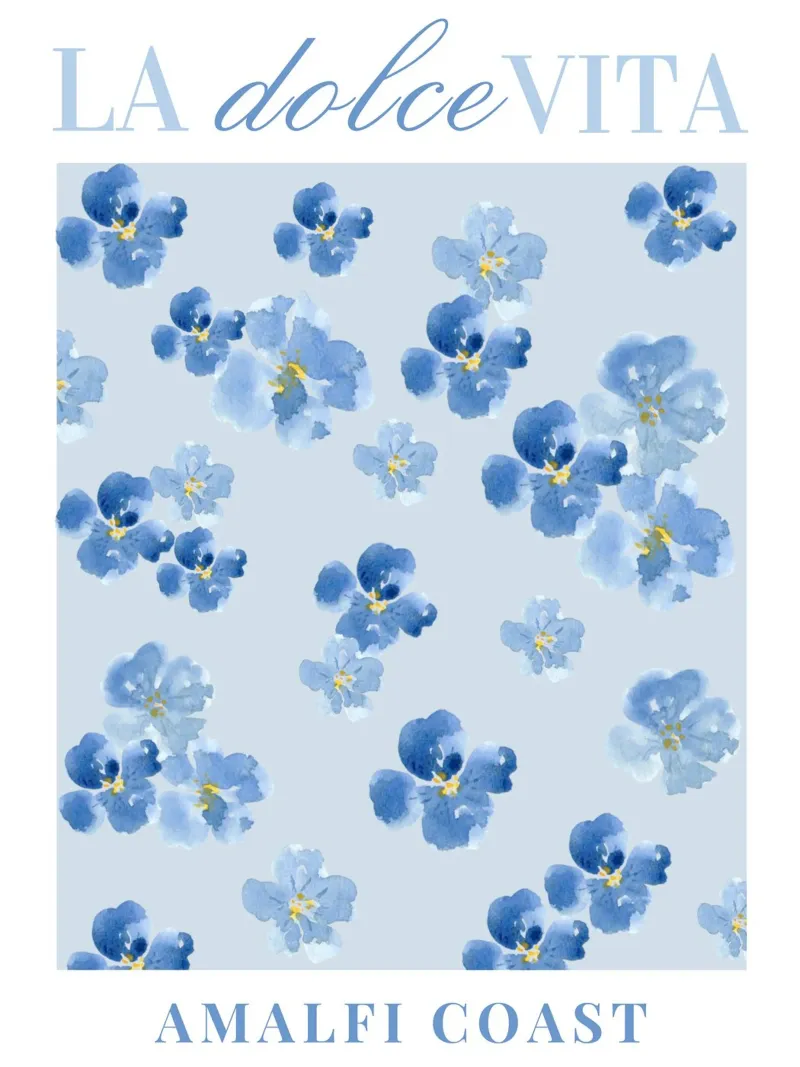 Piccoli fiori blu, illustrazione di poster floreale poster da Boheme