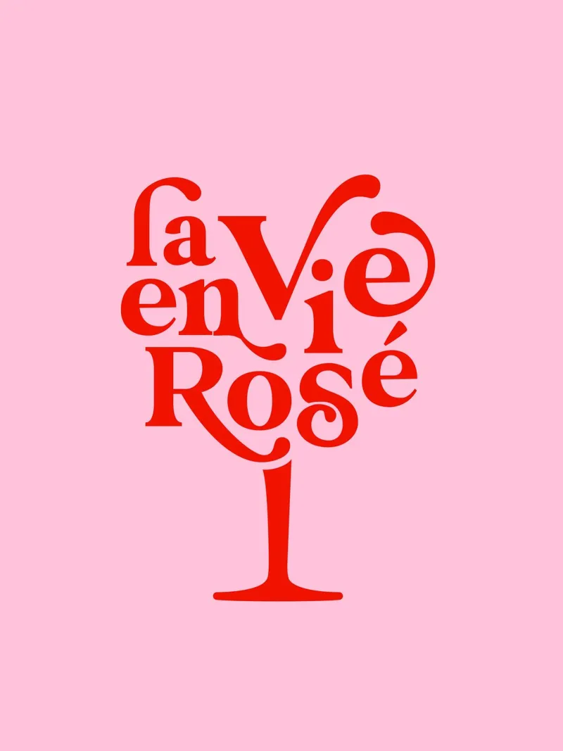 La Vie en Rosé - Bicchiere tipografico poster da Dominique Vari Words