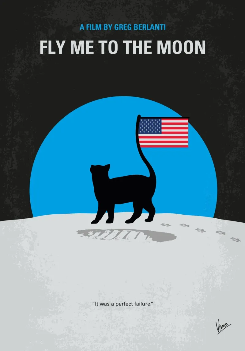 No1459 My Fly me to the moon minimal movie poster pellicola backlit da Chungkong