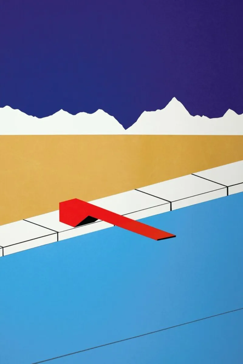 Desert Pool with Red Diving Board pellicola backlit da Rosi Feist