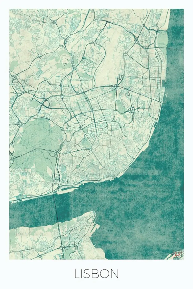 Lisbon Vintage poster con telaio in plastica da Hubert Roguski