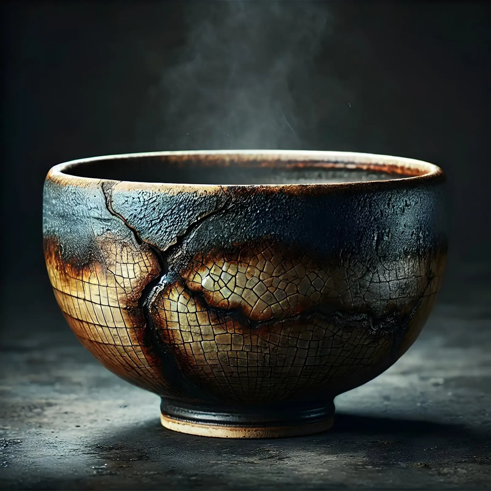 Ciotole artistiche in ceramica con smalto Raku unico nel suo genere carta hahnemühle da scHio