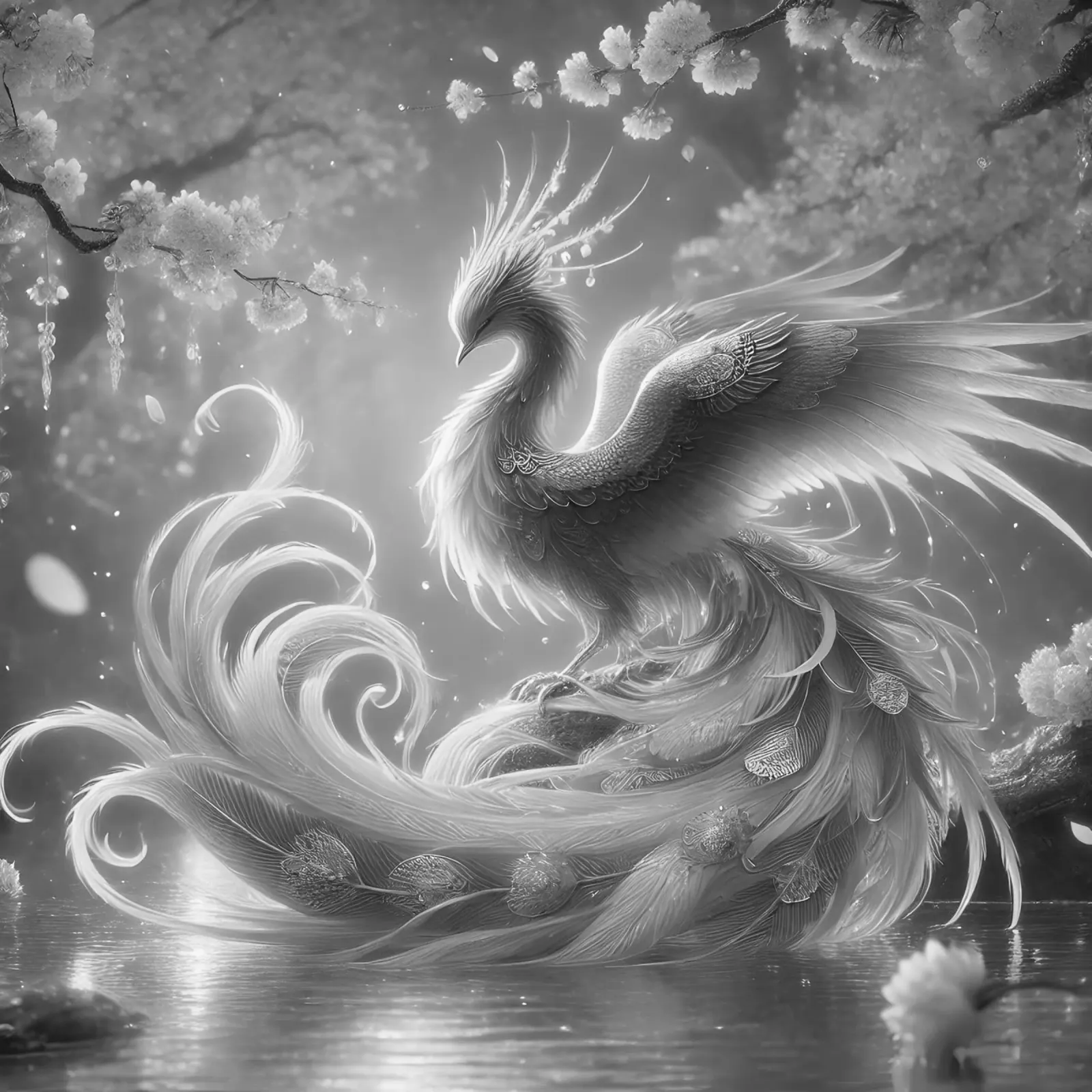 Maestosa fenice - Arte mistica in bianco e nero carta hahnemühle da scHio