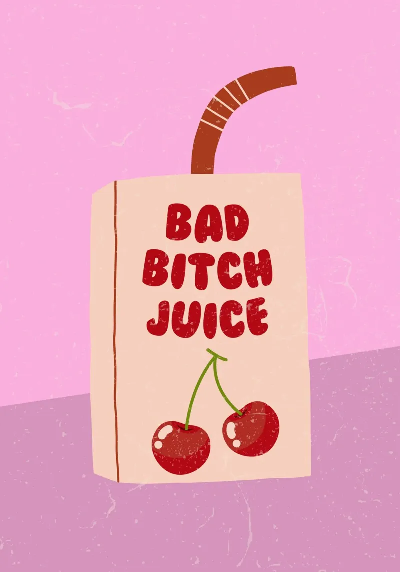 Retro bad bitch juice art, positivo, preppy, carino poster da pdigitalprints