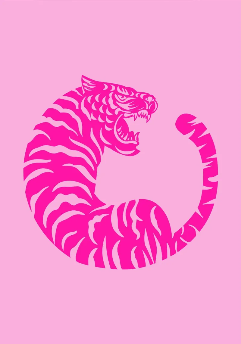 Preppy pink abstract tiger hahnemühle by pdigitalprints