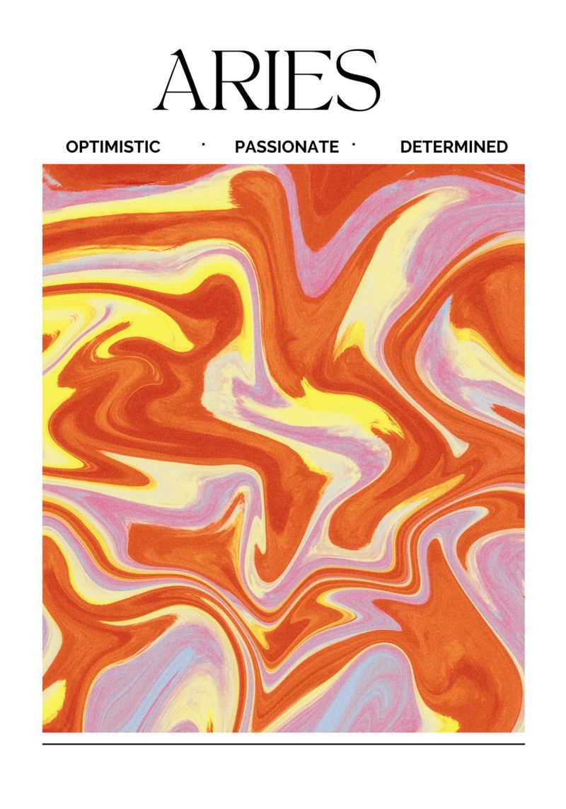 Fiery Aries Abstract Print – Bold, Passionate, and Dynamic hahnemühle de PrintCessStudio
