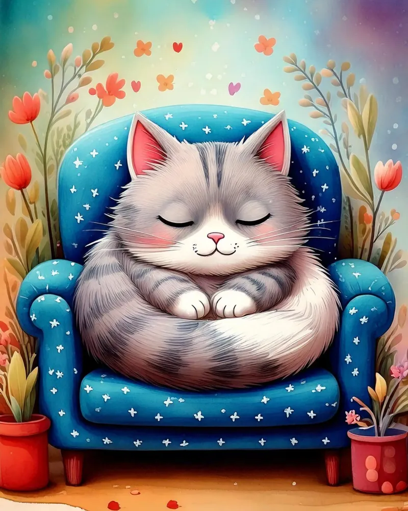 Gatto che dorme in poltrona pellicola backlit da JaySan Studio