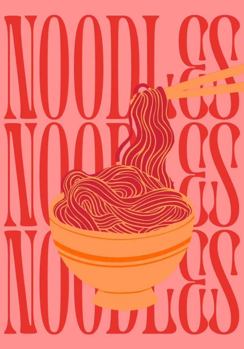 Retro Noodles Print – Bold, Playful, and Deliciously Cool pellicola backlit da PrintCessStudio