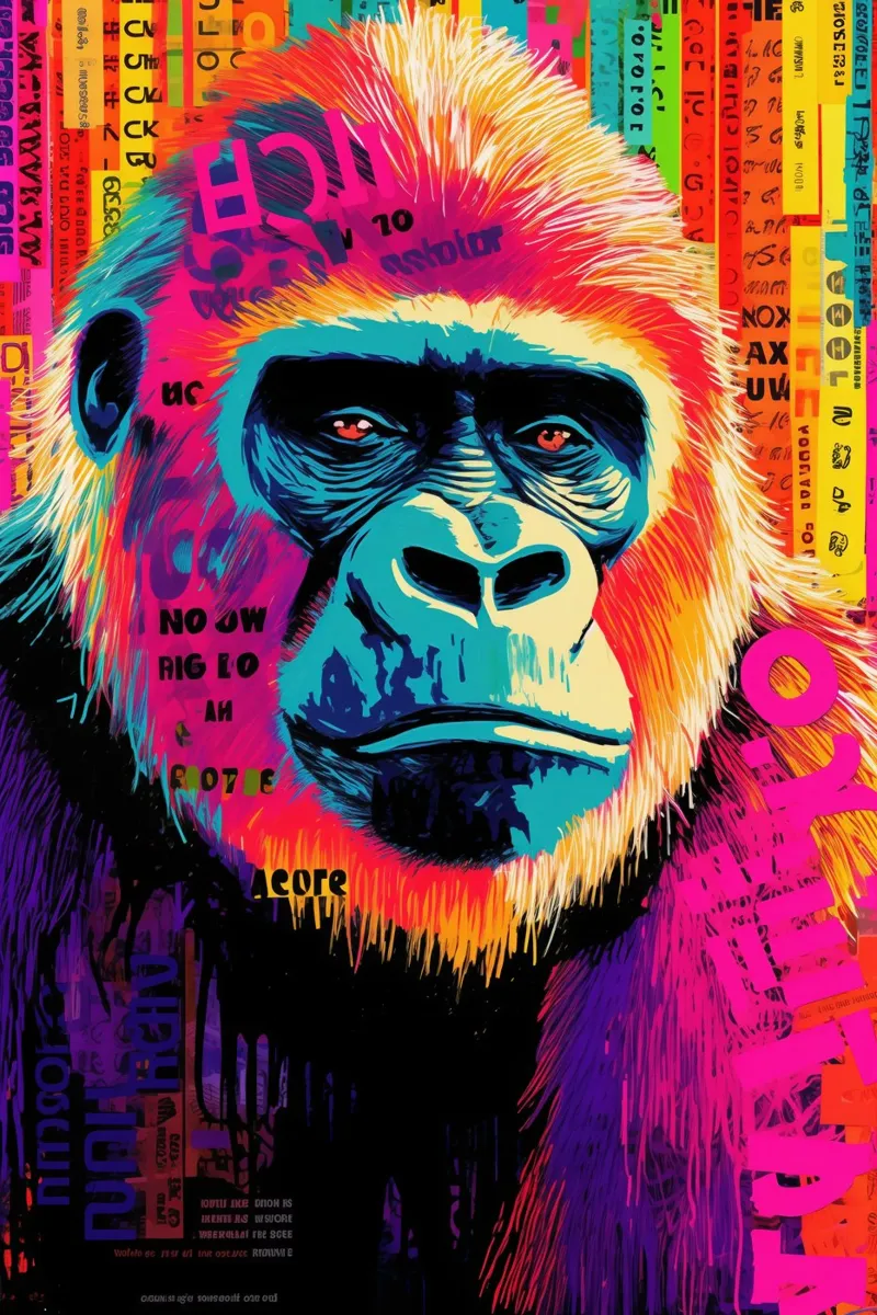Ritratto di gorilla Pop Art pellicola backlit da Autofocus