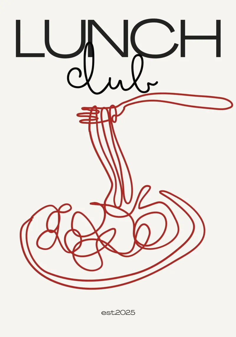 Lunch Club Print – Playful, Retro & Deliciously Fun poster con telaio in plastica da PrintCessStudio