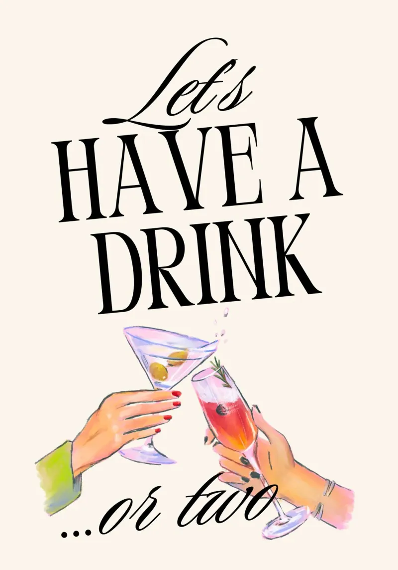 Let's Have a Drink... or Two Print – Playful, Cheerful & Fun film rétro-éclairé de PrintCessStudio