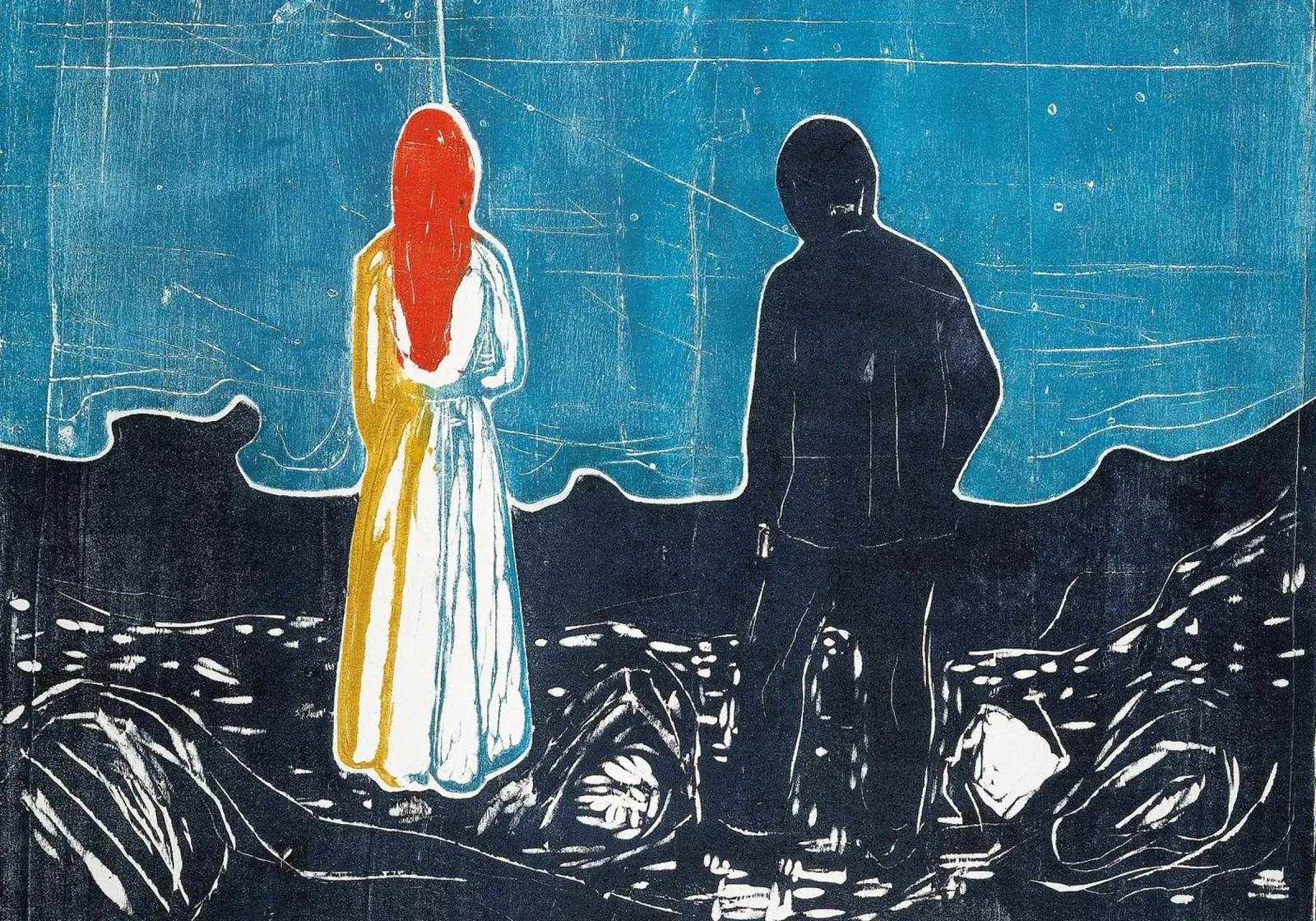 Edvard Munch - Due esseri umani (I solitari) poster con telaio in plastica da Timeless Artworks