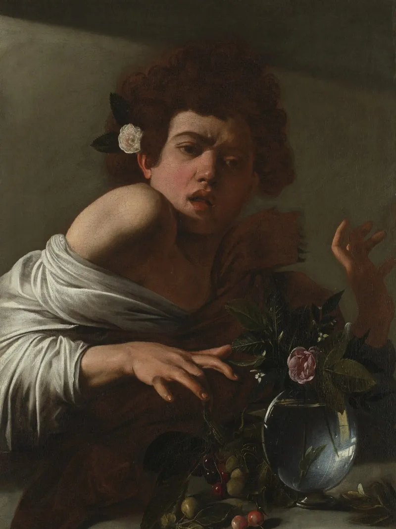 Caravaggio - Von Eidechse gebissener Junge Poster von Timeless Artworks