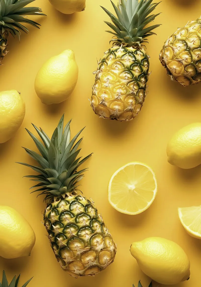 Collezione di limoni gialli e ananas pellicola backlit da Cat Grafic Design