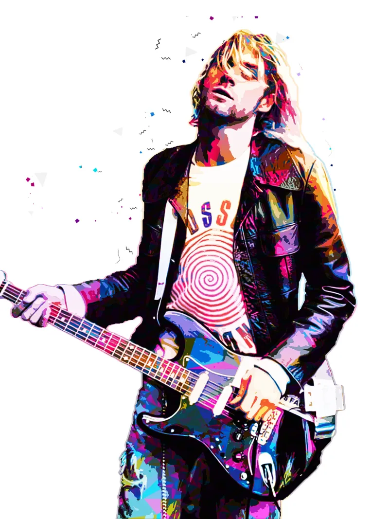 L'arte pop di Kurt Cobain poster con telaio in legno da neonartroom