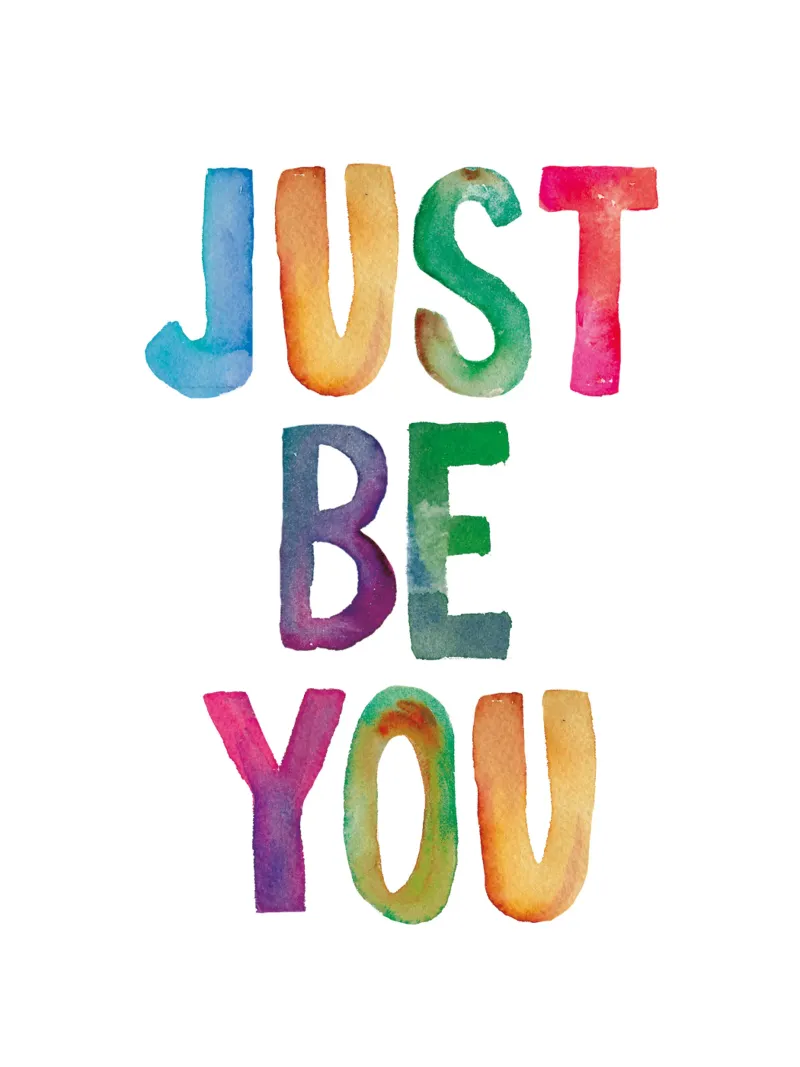Just Be You - Design tipografico arcobaleno per bambini plexiglass da THE MOTIVATED TYPE