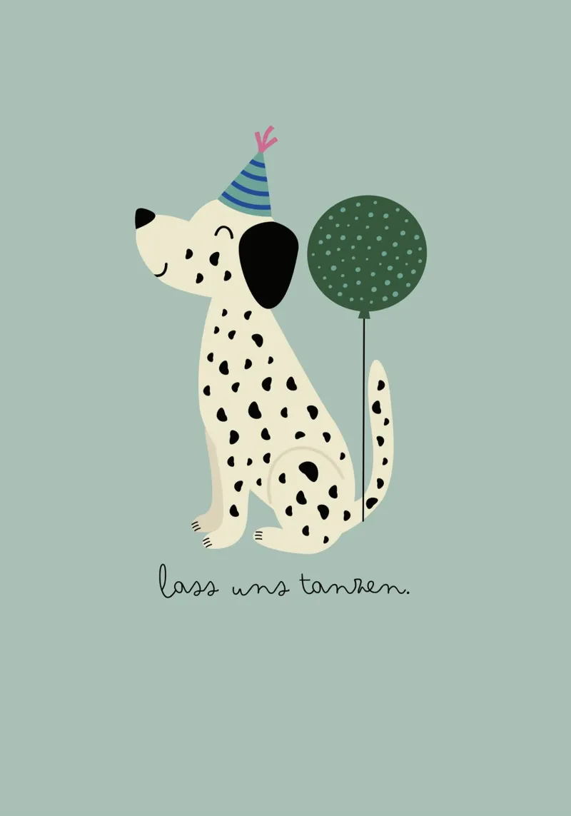 Camera dei bambini, animali, cane 'Let's dance' #colorful poster da Raum & Schön