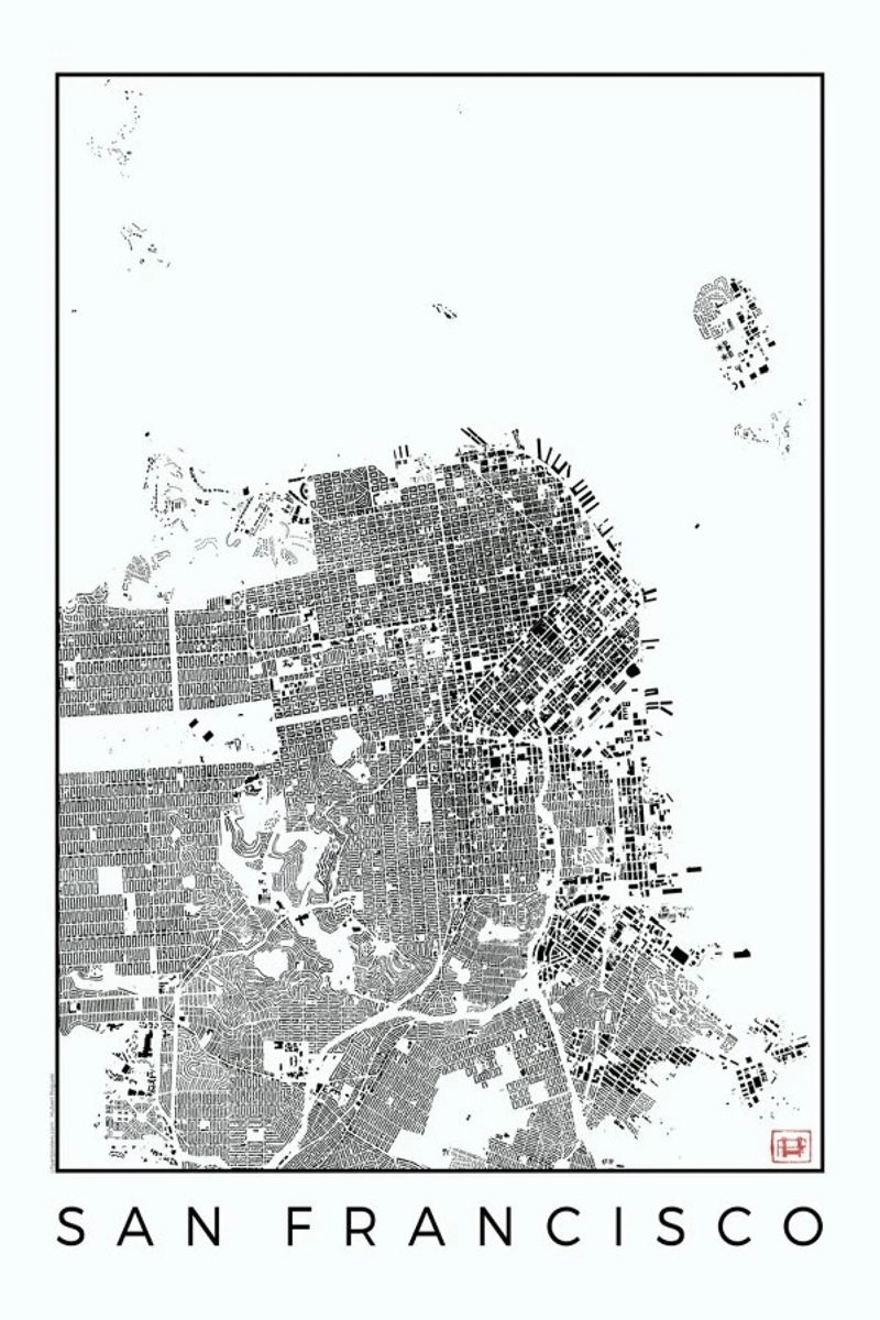 San Fransico Map Schwarzplan poster by Hubert Roguski