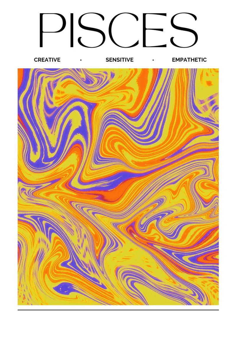 Pisces Zodiac Print – Dreamy, Intuitive & Abstract carta hahnemühle da PrintCessStudio