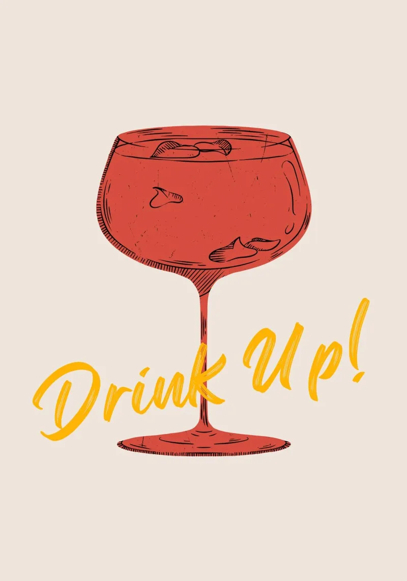 "Drink Up" Cocktail Glass Print – Playful & Stylish pellicola backlit da PrintCessStudio