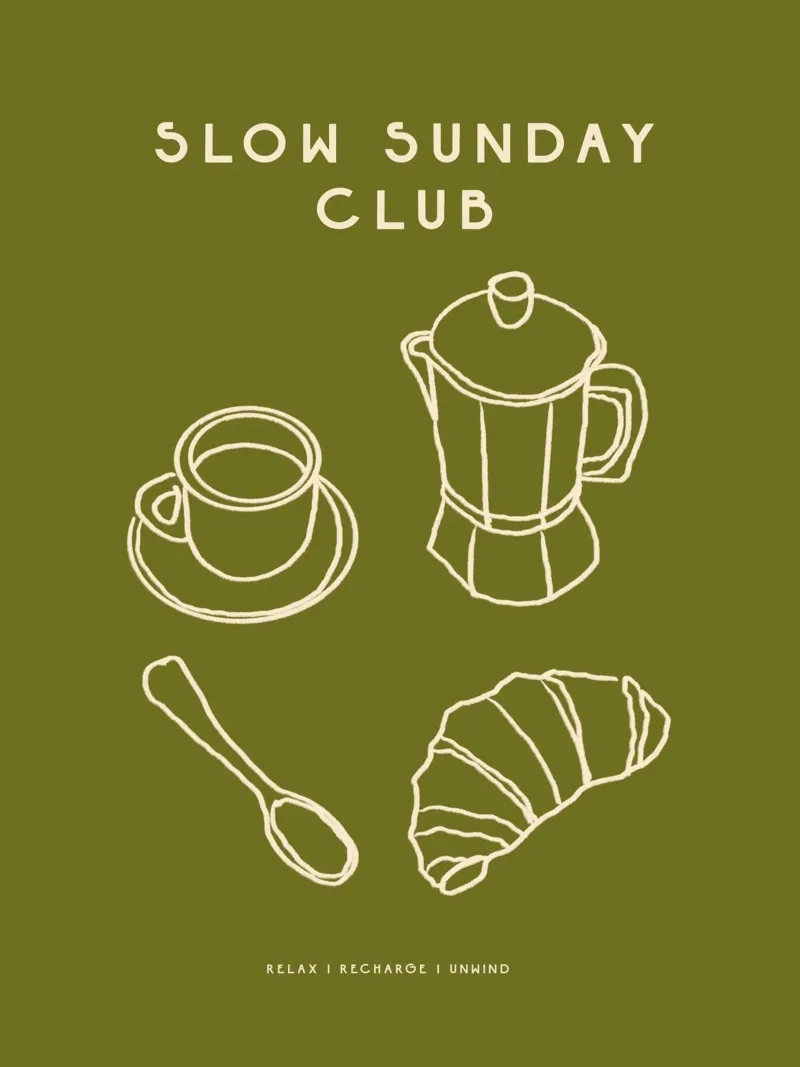 Slow Sunday Club poster con telaio in legno da treechild