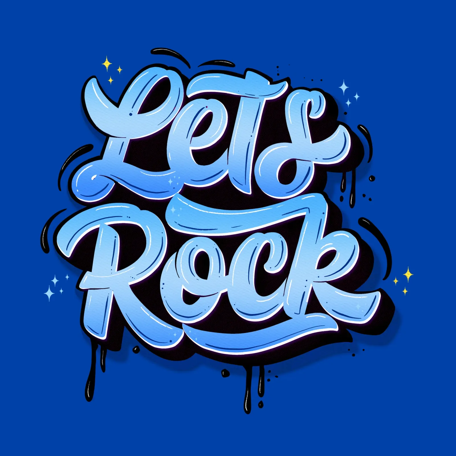 Let's Rock And Have a Good Time. Hand Lettering. Good Vibes canvas by CalliLetters