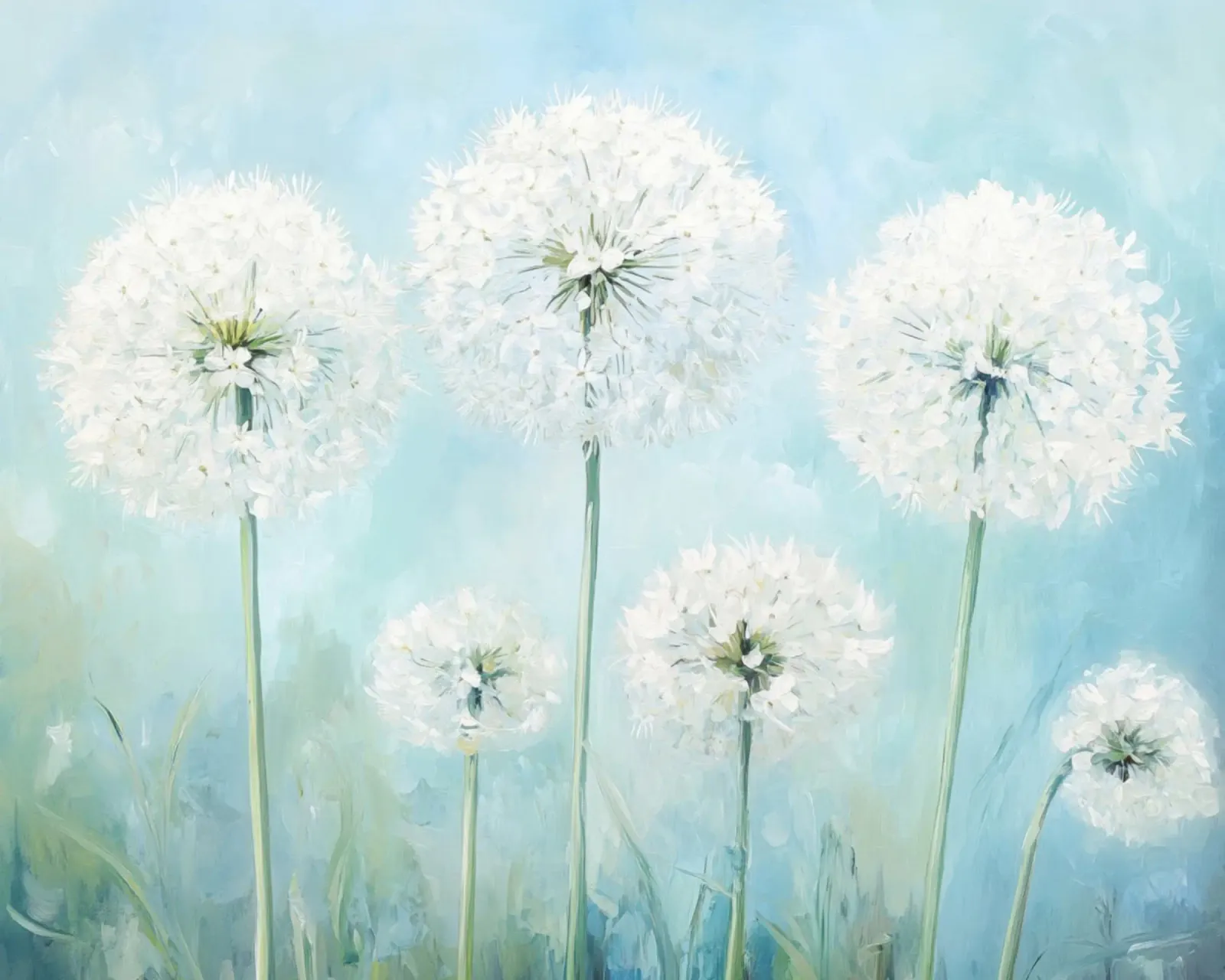 Dreamy Blue Dandelion Fields canvas by Modern Muse