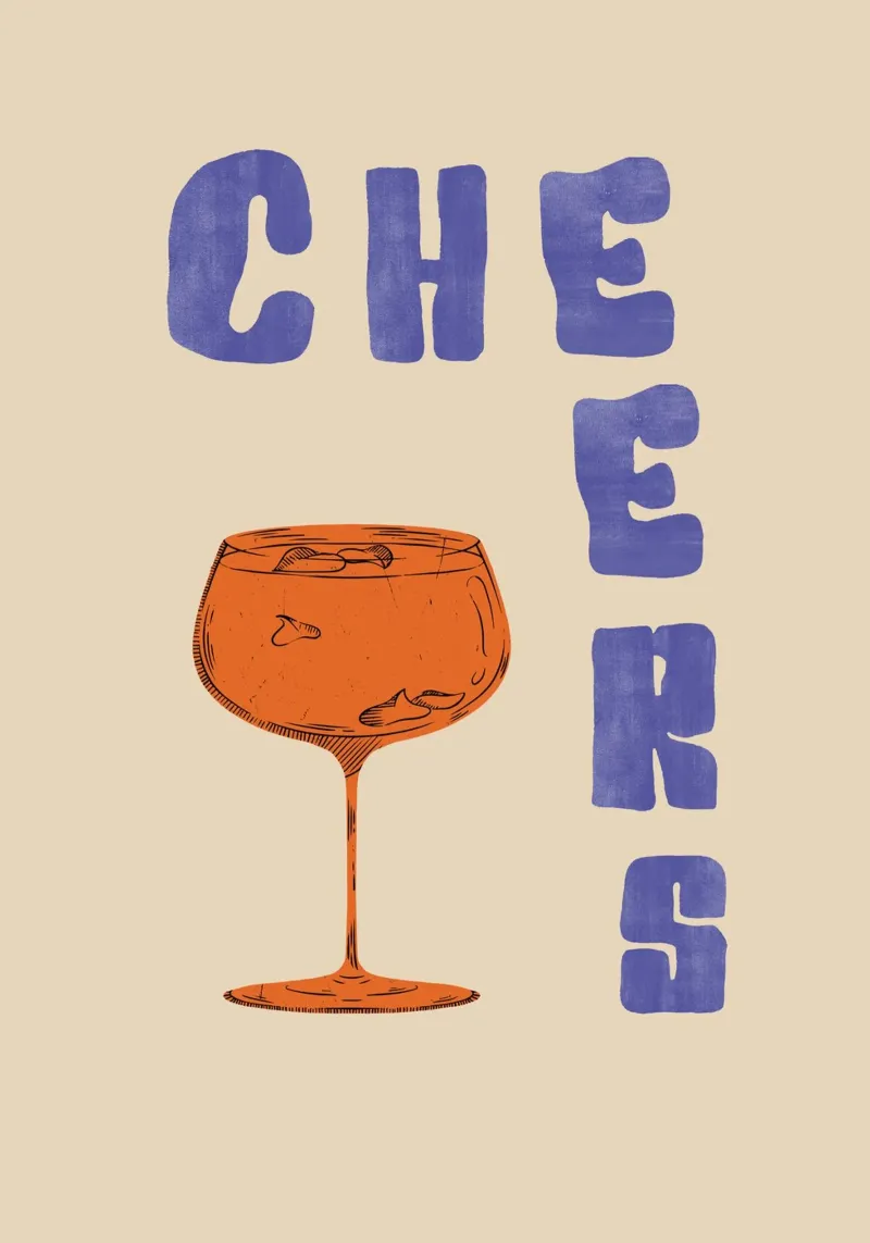 "Sips of Celebration" – Abstract Cheers Print with Cocktail pellicola backlit da PrintCessStudio