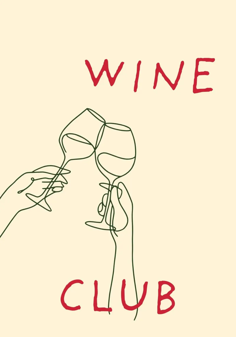 "Wine Club" - Toasting, Social, and Fun Print carta hahnemühle da PrintCessStudio