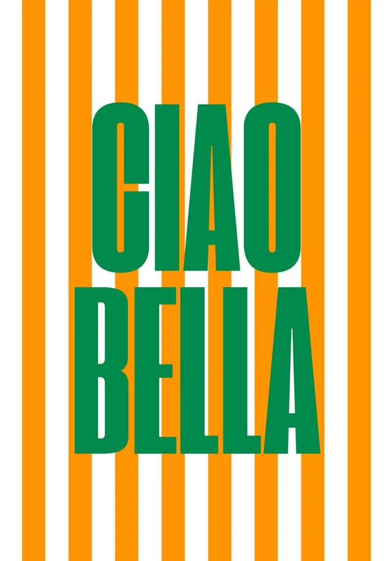 "Ciao Bella" – Bold and Bright Stripe Print poster da PrintCessStudio