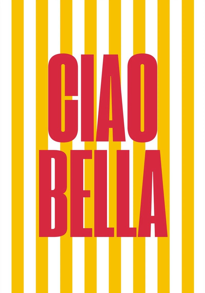 "Ciao Bella" – Vibrant Stripe Statement Print poster da PrintCessStudio