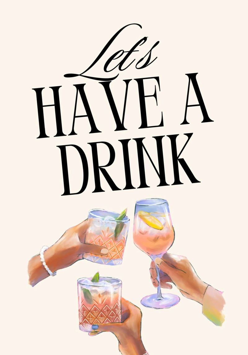 "Let's Have a Drink" – Retro Cheers Print with Clinking Glas pellicola backlit da PrintCessStudio