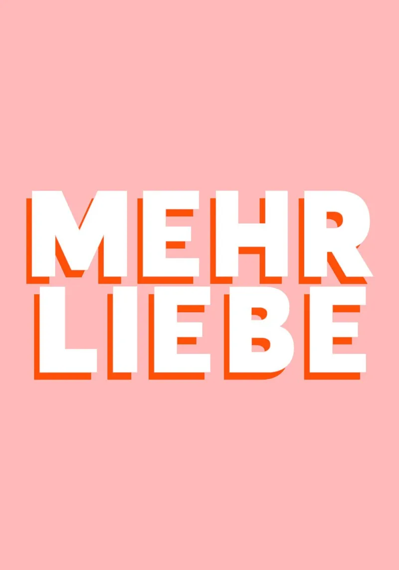 Mehr Liebe Rosa Typografie Alu-Dibond von BAINAI QUOTES