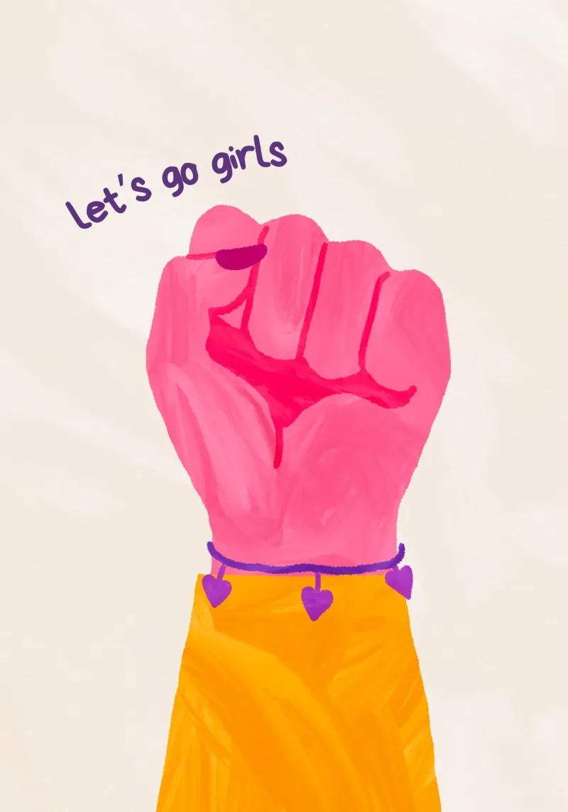 "Let's Go Girls" – Empowering Feminist Print poster con marco de plástico de PrintCessStudio