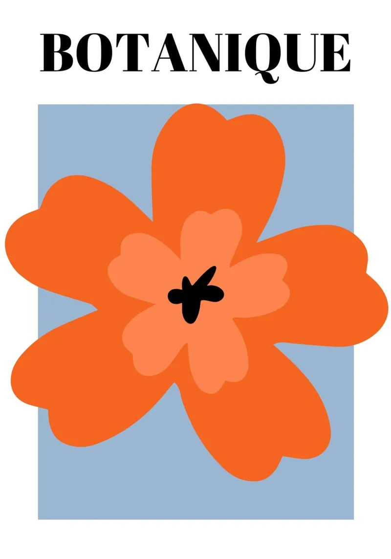 Abstracte botanische bloemsierkunst canvas met Baklijst van pdigitalprints