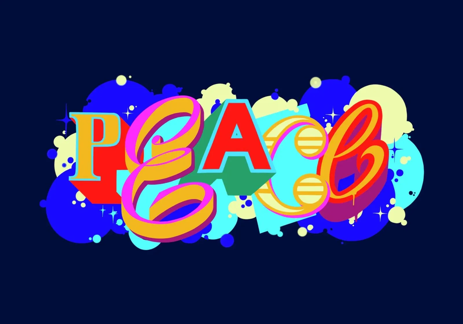 Peace poster con telaio in legno da Glettering