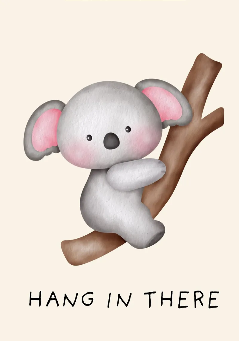 "Hang in There" – Motivational Koala Print pellicola backlit da PrintCessStudio