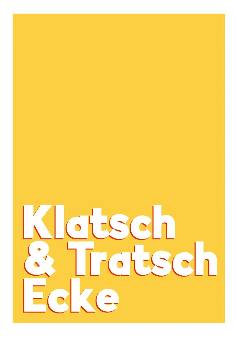 Klatsch und Tratsch Ecke gelb Alu-Dibond von BAINAI QUOTES