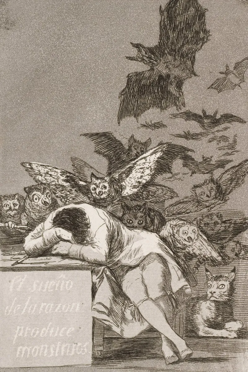 Francisco Goya - The Sleep Of Reason Produces Monsters canvas with Floater frame by Timeless Artworks